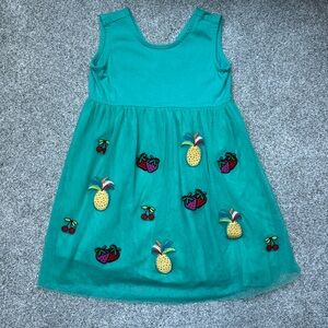 Hanna Andersson- Teal Dress w/tulle and fruit decal - Size 110 (5)